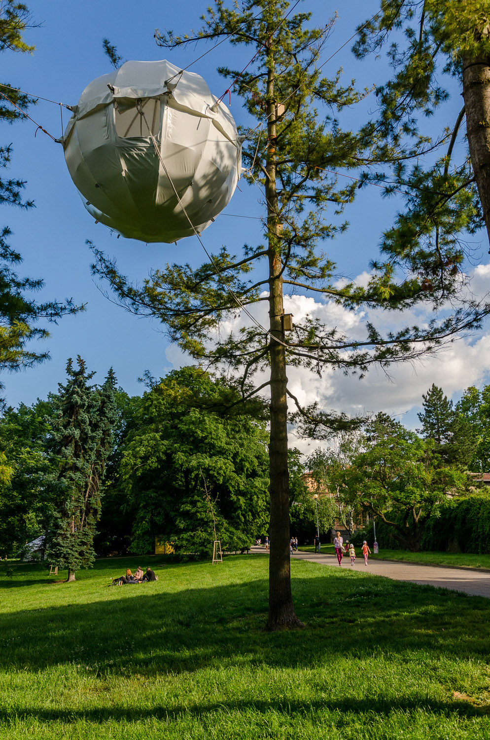 Stromostan Cocoon Tree “levituje” v brněnském parku Lužánky