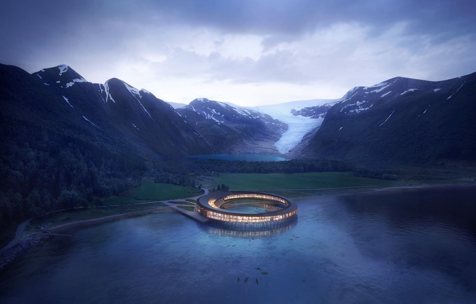 Destinace polární kruh. V norských fjordech se staví hotel s minimální ekologickou stopou