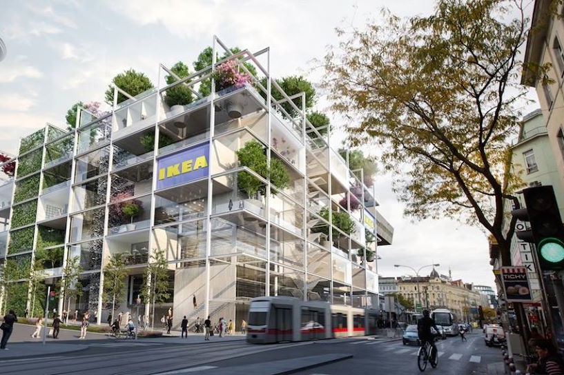IKEA naslouchá trendům. V Rakousku roste zelený obchodní dům s kavárnou na střeše